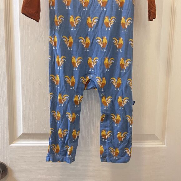 Kickee Pants Blue Parisian Rooster Polo Romper Bamboo Boys Size 18-24 Months - Picture 4 of 16